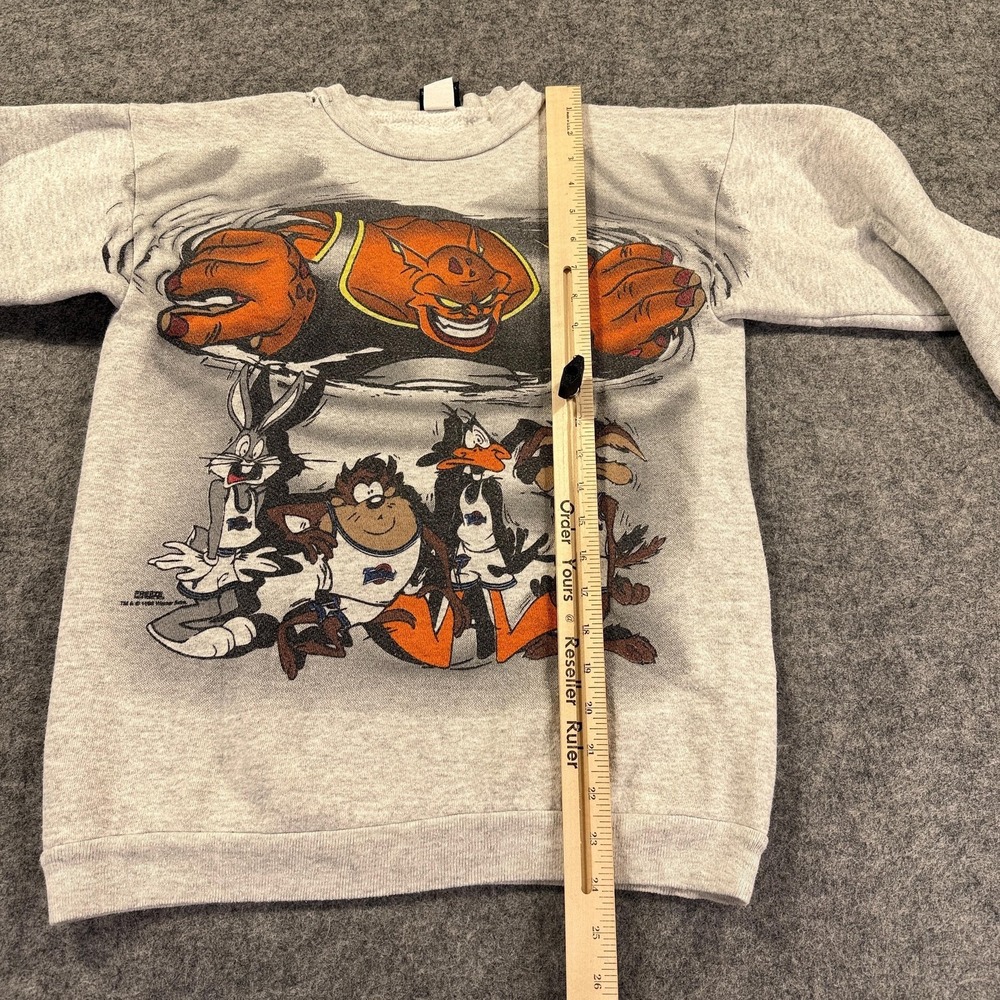Vintage Space Jam Looney Tunes Sweatshirt Youth XL Gray Basketball Graphic 90s - Picture 6 of 9
